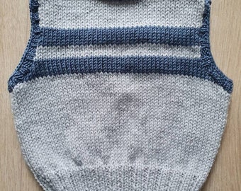 Gray and blue sleeveless sweater