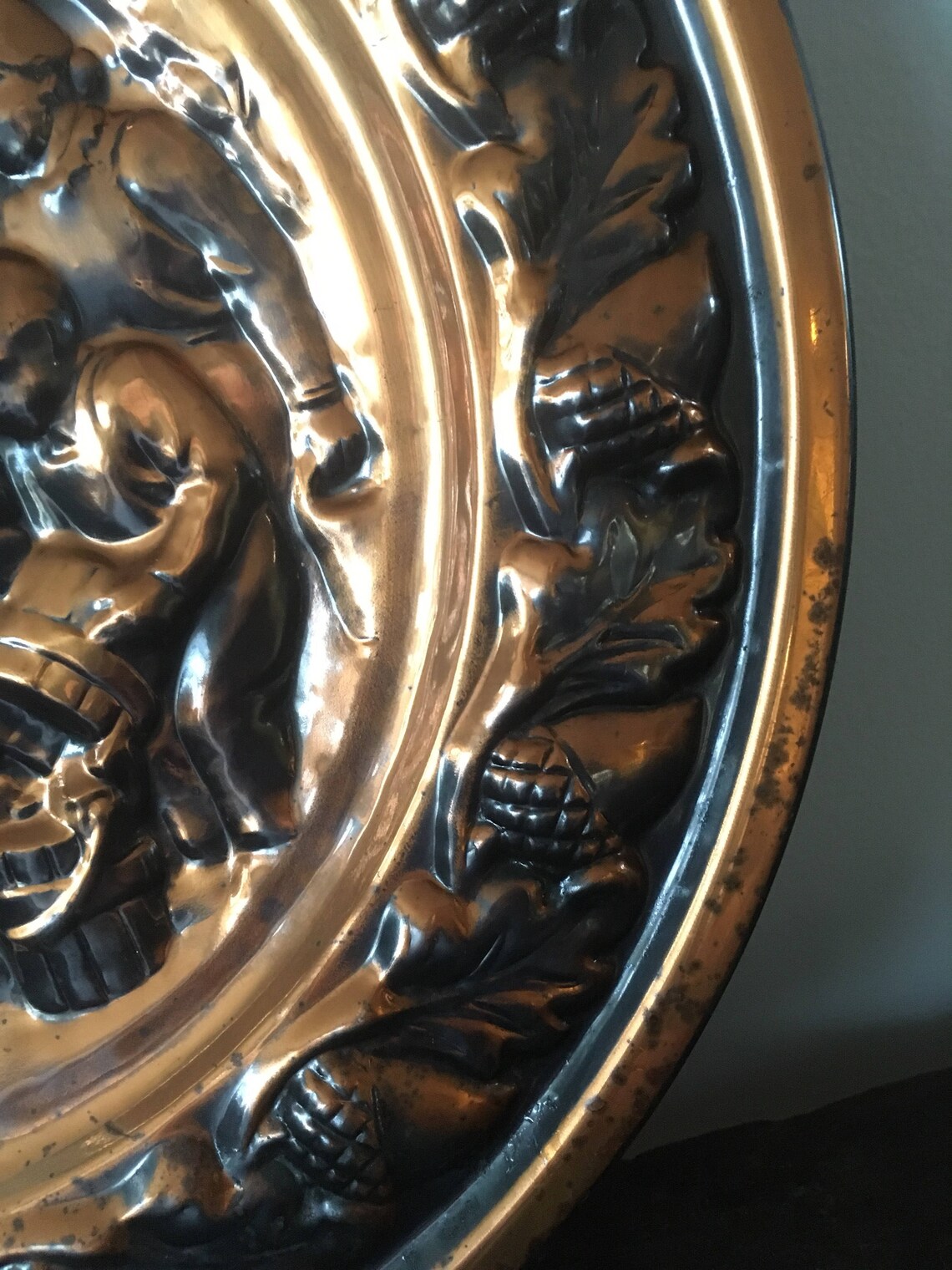 Coppercraft Embossed Copper Plate Wall Hanging Primitive Decor Etsy