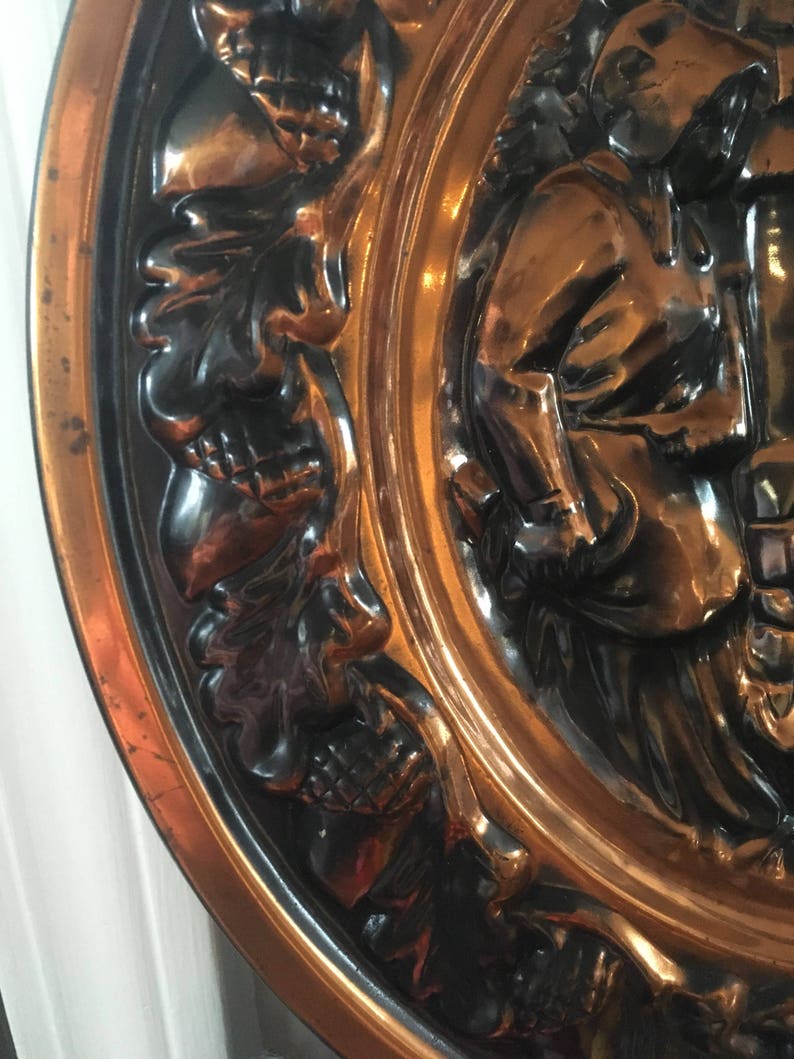 Coppercraft Embossed Copper Plate Wall Hanging Primitive Decor Etsy