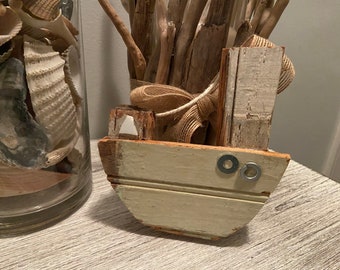 Rustic wooden boat coastal decor wall decor