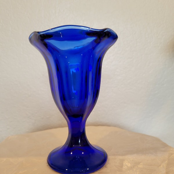 1960 Anchor Hocking Cobalt Blue Tulip Glass