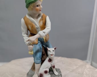 Boy with Dog Porcelain Figurine