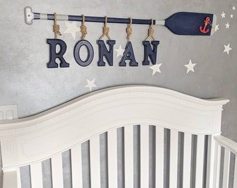 Nursery Decor, Nautical Nursery, Beach Nursery Decor, Sailor Theme Nursery, Baby Name Sign, Nursery Name Sign, Wooden Paddle