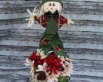 Handmade Fall Pumpkin Centerpiece, Rustic Scarecrow Table Decor