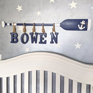 Nursery Decor, Nautical Nursery, Beach Nursery Decor, Sailor Theme Nursery, Baby Name Sign, Nursery Name Sign, Wooden Paddle