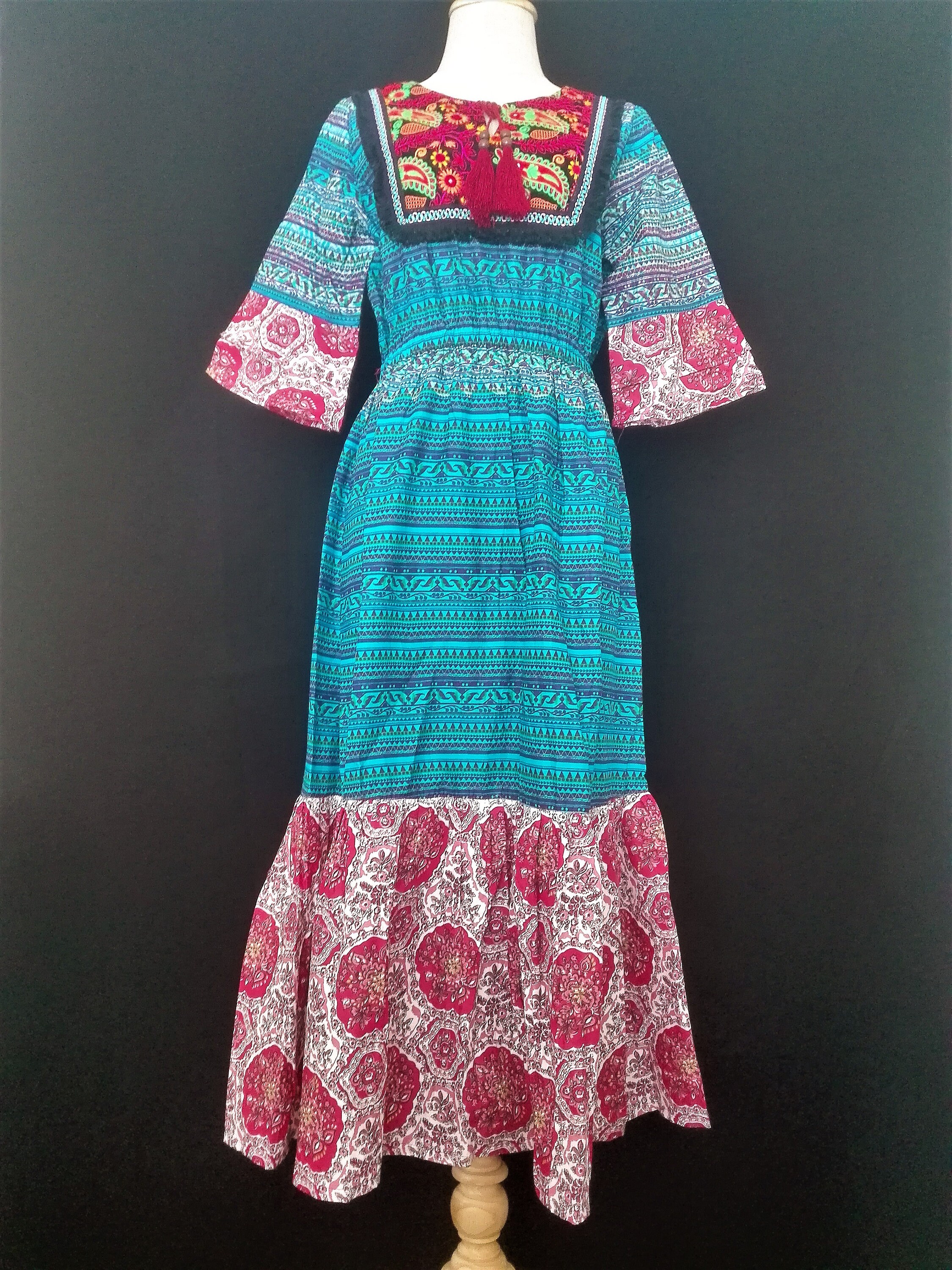 Patchwork Dress Hippie Dress Boho Bohemian Festival Boho Dress Etsy