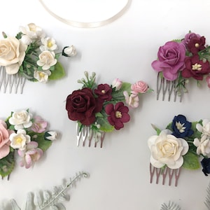 Blue Rose Hair Comb: Wedding Flower Hairpiece