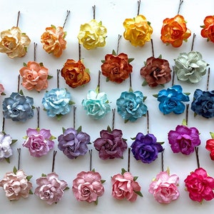 Pinzas para el cabello con flores, horquillas para el cabello con rosas rosas para mujeres, accesorios para el cabello de boda, postizos románticos para fiestas, horquillas para el cabello con flores para niñas