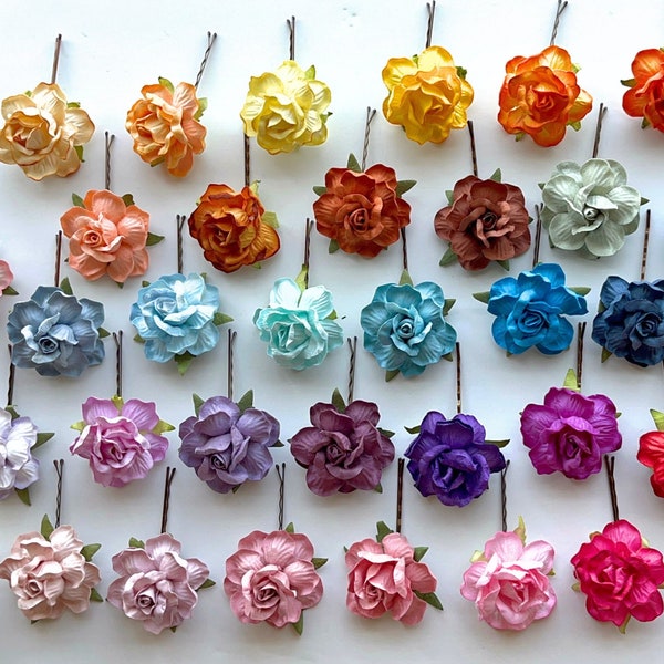 Flower Hair Clips Pink Rose Hair Pins for Women Wedding Hair Accessories Romantic Hairpieces for Party Pin up Flower Girls Floral Hairpins