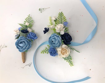 Set Di 2 Corsetti Da Polso Con Rosa E Perle Per Matrimonio – Uomo E Donna