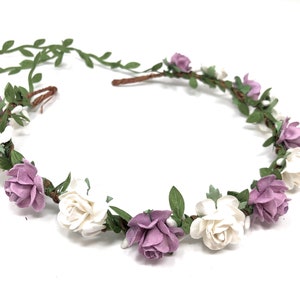 Baby flower crown, mauve flower headband, toddler flower crown, flower girl crown, halo garland hair wreath flower headpiece