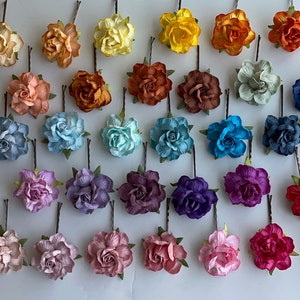 Rose Flower Hair Clips Red Rose Hair Pins for Women Wedding Hair Accessories Romantic Hairpieces for Party Pin up Flower Girls Hairpins