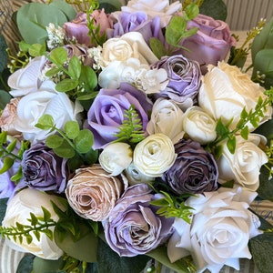 Light Purple Wedding Bouquet: Artificial Boho Bridal Flower Arrangement