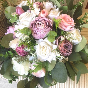 Dusty Rose Wedding Bouquet: Artificial Peonies & Roses