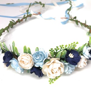 Blue Wedding Flower Crown Wedding Hairstyles for Brides and Flower Girls Boho  Head Piece Floral Hair Crown Artificial Floral Headband