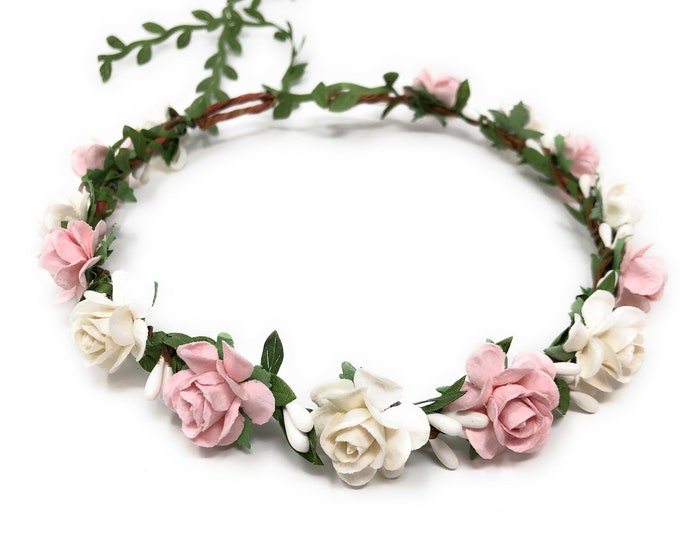 Bandeau Fleuri Muguet Pour Fille D'honneur - Fait Main, Blanc Et Vert, Neuf Sans étiquette