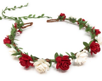 Red Flower Crown Wedding Flower Crown Toddler Red Flower Girl