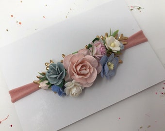 Blush Flower Baby Headband: Handmade Flower Girl Hair Accessory