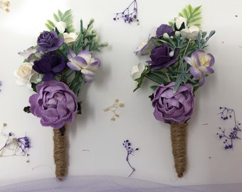 Lilac flower boutonniere, Groomsmen boutonniere, purple prom boutonniere, Wedding boutonniere, Boutonniere for men, Rustic wedding