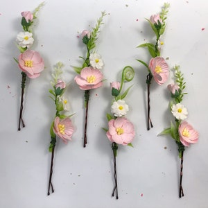 Flower hair pins, Flower hair clips, Bridal hair pin, Floral hair piece, Bobby pins with flowers, wedding hair clips, pink flower hair clips