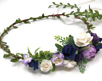 Purple Flower Crown, Bridal Halo, Lavender Crown Photoshoot