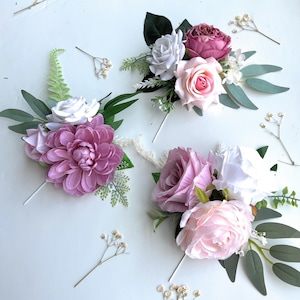 Dusty Rose Wedding Cake Toppers: Silk Flower Arrangement Set
