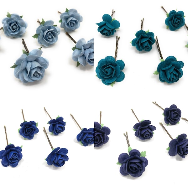 Rose hair clip light blue, bridal hair pins, rose hair flower, wedding rose hair grips, wedding hair accessories, bridesmaid hair clips