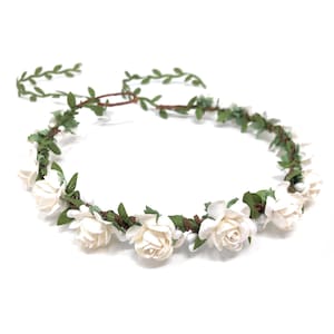 White Flower Crown: Wedding Floral Headpiece with Flower Vines