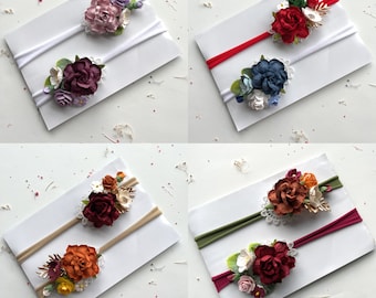 Delicada diadema floral para bebé: corona de flores de nailon suave