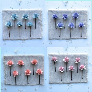 Dusty Blue Hair Pins 6pcs Prom Hair Clips Flower Hair Accessories Women Bridal Hairstyle Hair Pieces Bobby Pin Wedding Hairpins for Braid image 1