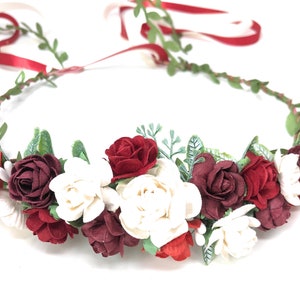 Tiara de flores de inverno, coroa de flores de maternidade, acessórios de cabelo de flores, coroa de cabelo floral de casamento boho, tiara floral artificial, rosas