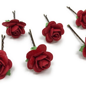 Red Rose Flower Hair Clips Women Prom Hairstyle Gift for Friend&#39;s Wedding Clips Hair Hins Bridesmaid Bobby Pins Hair Accessories for Braids