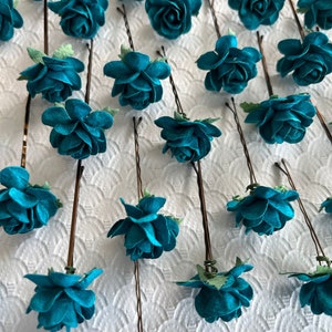Prom Flower Hair Pins Teal Wedding Hair Clips Gift Under 20 Flower Hair Accessories Floral Pins Bridesmaid Hair Clips Hairstyles