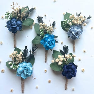 Blue Flower Boutonniere: Rustic Wedding Groom Accessory
