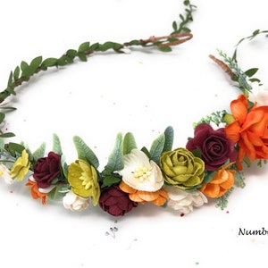 Couronne de fleurs dautomne, Couronne de fleurs doranger, Mariage dautomne, Couronne de fleurs de maternité, Couronne florale dautomne, Couronne de cheveux Boho, Accessoires de mariée image 4