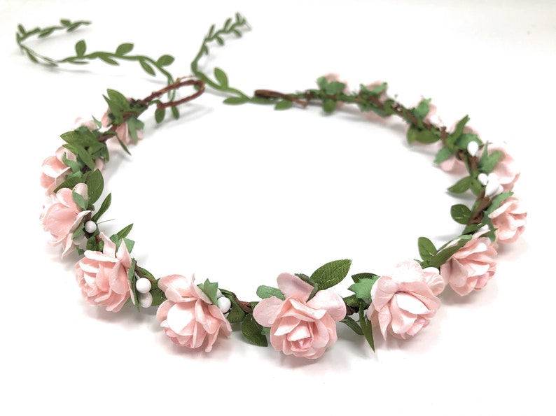 Girl Flower Crown Baby Pink Flower Crown Flower Girl Etsy