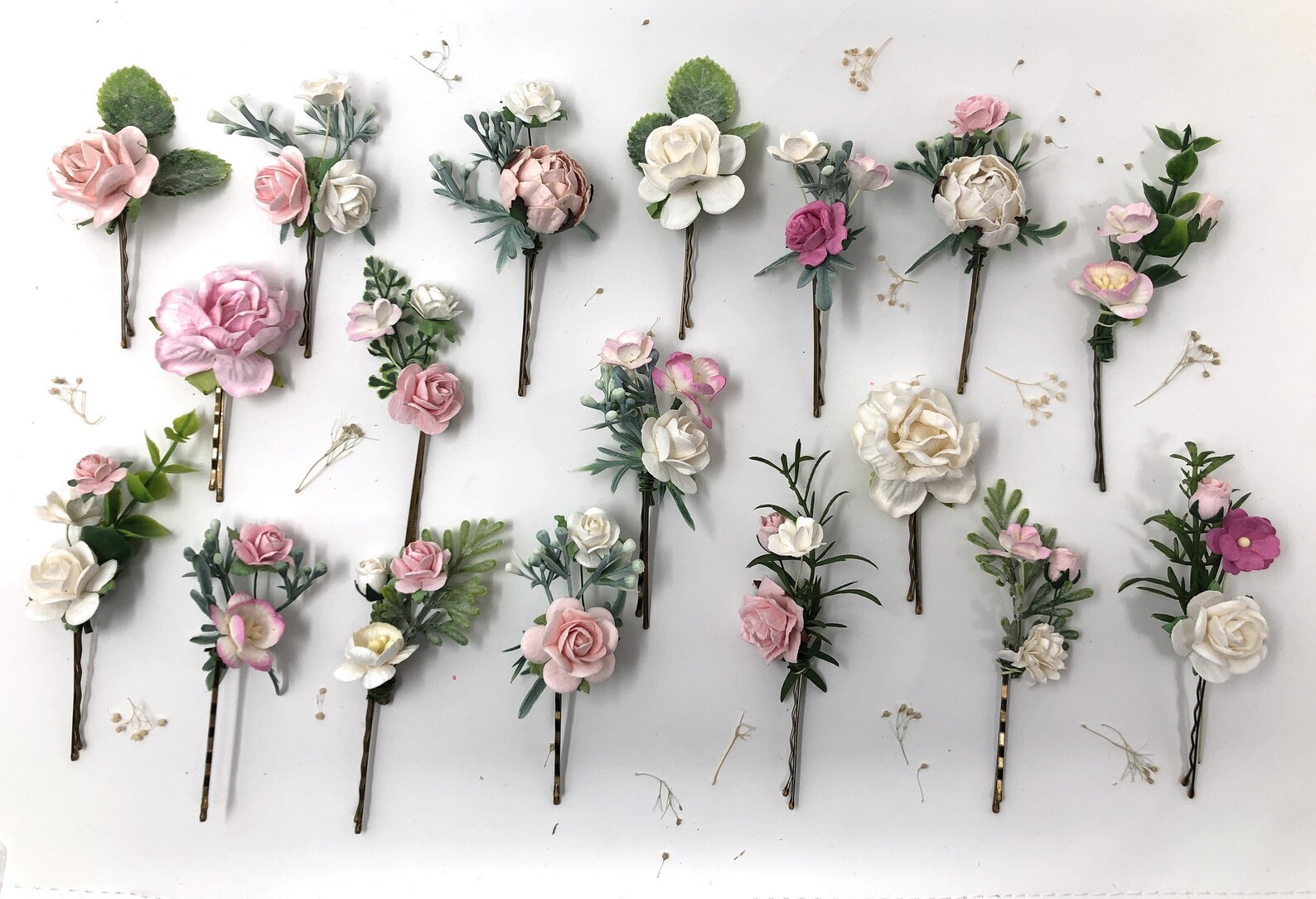 Blush Flower Hair Pins Bridal Hair Pins Wedding Rose Clips Etsy