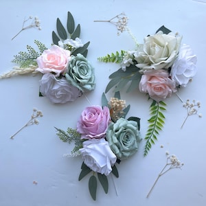 Sage Green Flower Cake Toppers Wedding Cake Toppers DIY Cake Decoration Artificial Flower Cake Topper Faux Floral Arrangement