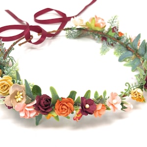 Fall Flower crown, Maternity flower crown, Orange flower crown, Fall wedding, Autumn Floral crown, Bohemian Bridal accessories