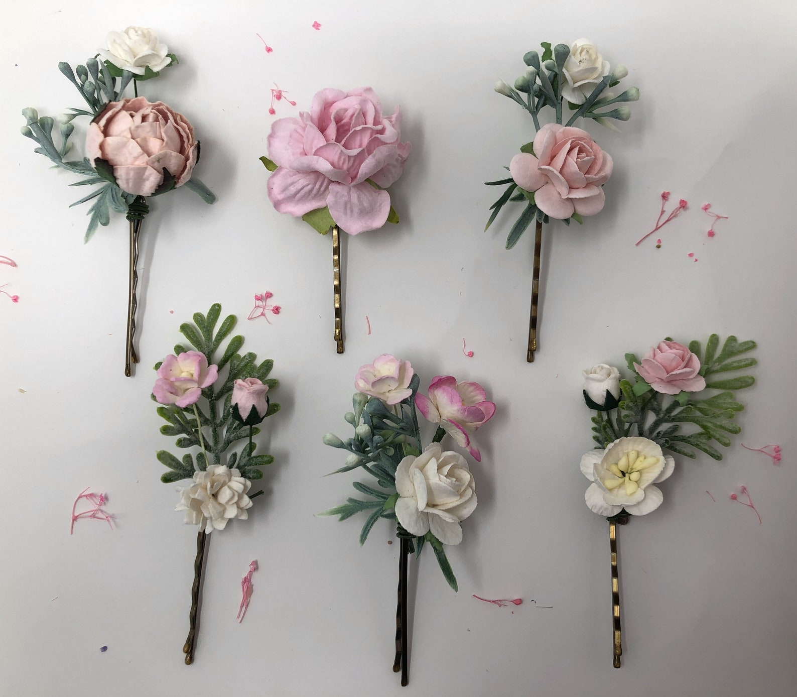 Blush Flower Hair Pins Bridal Hair Pins Wedding Rose Clips Etsy