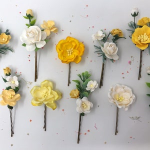 Yellow Rose Hair Pins: Bridal Flower Bobby Pin Set