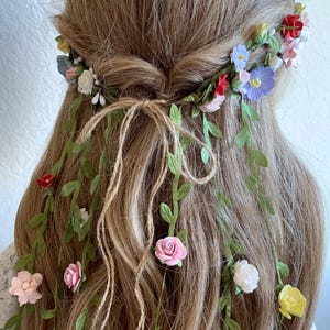 Whimsical Flower Crown Hair Vine: Romantic Wedding Headpiece