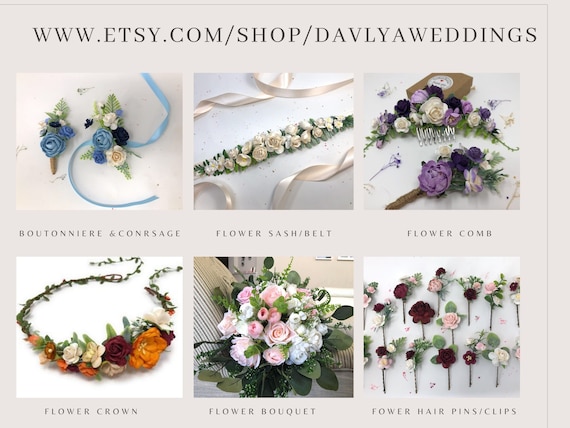 DavlyaWeddings Flower Crown Blue, Baby Flower Headband, Flower Headpiece, Blue and White Flower Crown, Toddler Flower Crown, Blue Flower Wedding Crown