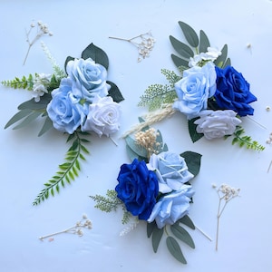 Flower Cake Topper Blue Wedding Cake Topper DIY Cake Decoration Royal Flower Cake Topper Faux Floral Arrangement