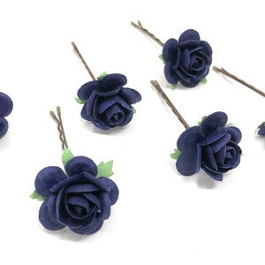 Flower Hair pins Wedding, Blue hair pins, Navy Blue flower clip, Blue Flower hair piece , Bridal hair pins, Bobby Pins, Flower hairclips