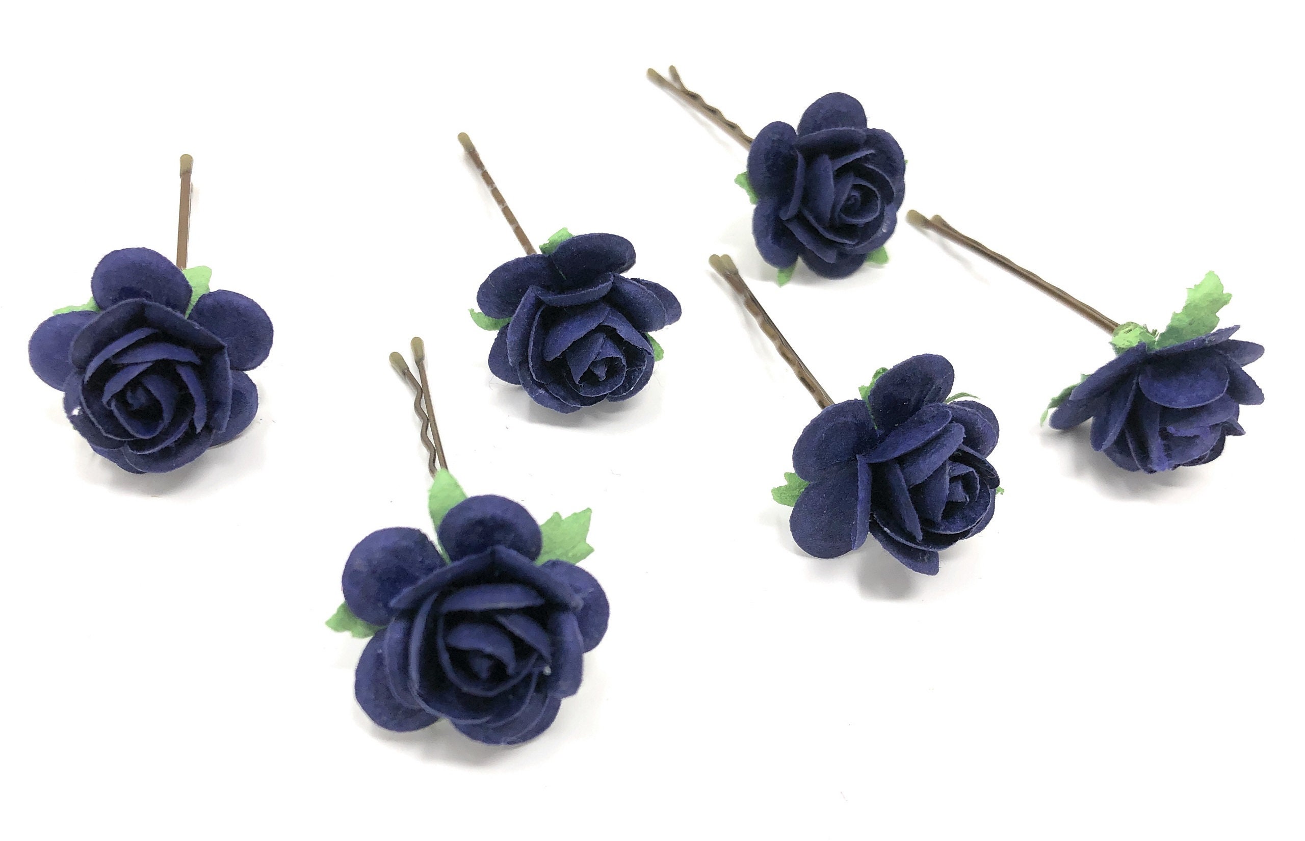 Sparkly Blue Flower Hair Clips - wide 4