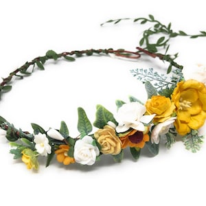 Yellow Flower Crow Summer Maternity Headpiece Floral Crown Bohemian Hairstyle Hair Crown Bridal Head Wreath Festive Party Flower for Hair