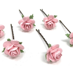 Pink Rose Bobby Pins: Wedding Bridal Hair Clips