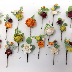 Flower hair pins, fall flower hair pins, wedding hair pins, flower hair clips, hair comb, bridal hair pins, floral hair piece, bobby pins