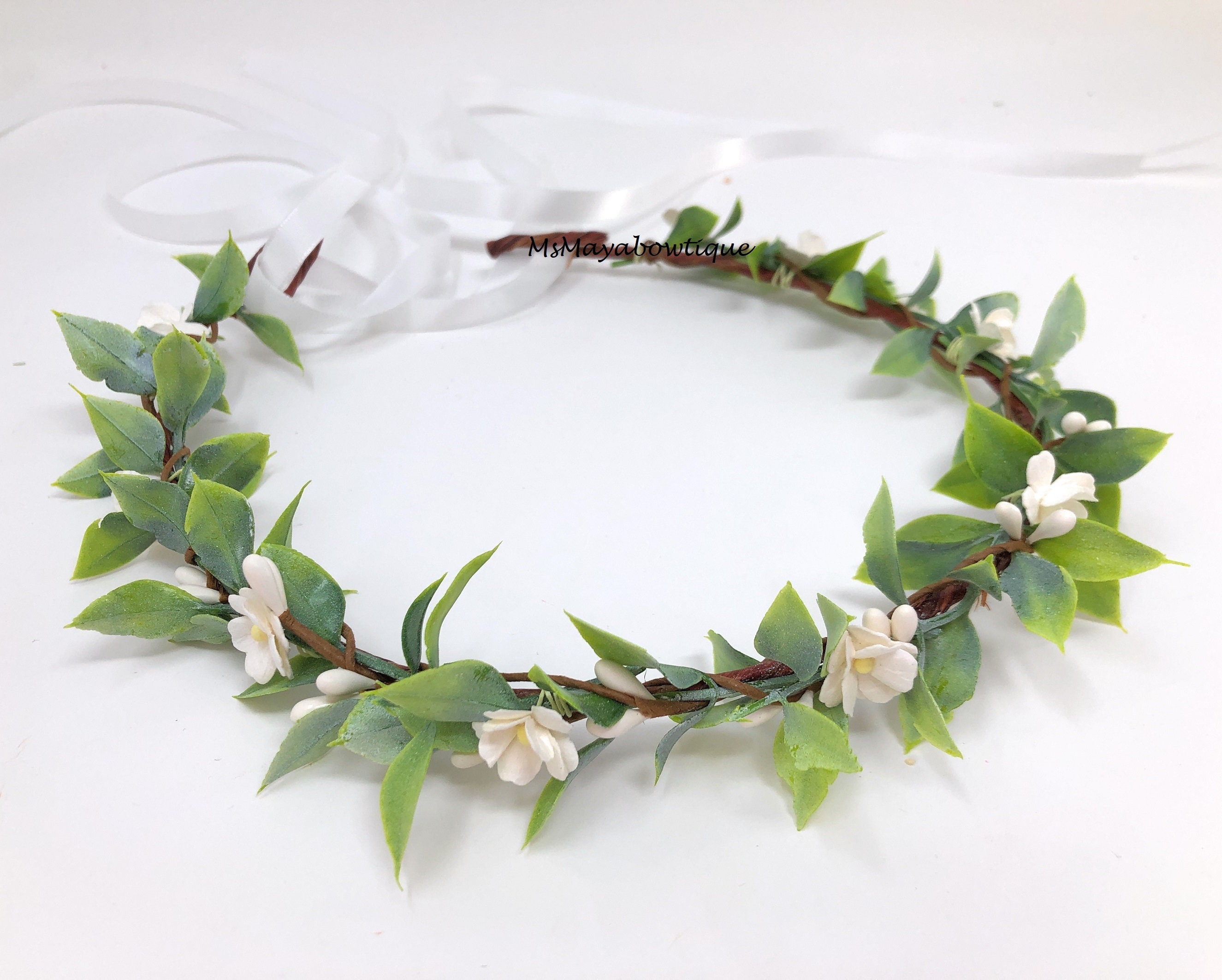 Green leaf crown wedding crown eucalyptus crown greenery Etsy